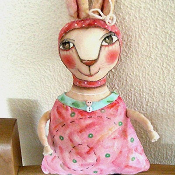 Bunny in pink. Original hand made whimsical doll OOAK