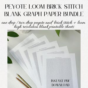 5 Piece Blank Graph Paper Bundle for Designing Peyote Brick Stitch and Loom Beadwork Crafting Templates for DIY Jewelry Pattern PDF download