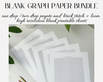 Paquete de 5 piezas de papel cuadriculado en blanco para diseñar plantillas de costura de ladrillo Peyote y abalorios para hacer patrones de joyería DIY en formato PDF