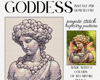 Beaded Peyote Stitch Tapestry Roman Greek Goddess Portrait Fall Autumn Project Beaded Gift Classical Wall Ornament Miyuki Delica Home Decor