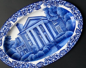 Hand Painted Custom House Portrait Plate, Delft Blue Home Artwork from Photo, Personalized Wall Art, Original Home Painting, Gift for Mom