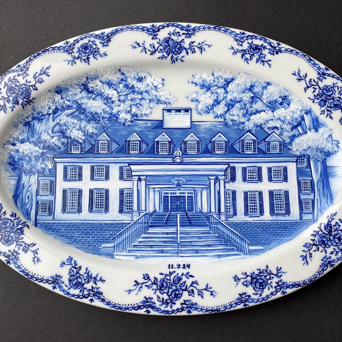 Custom Hand-painted Porcelain Wedding Venue Decorative Platter