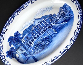 Hand-Painted Delft Blue House Portrait Plate: Custom Porcelain Wall Art