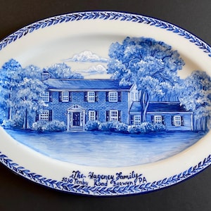 Custom House Plate | Hand Painted Porcelain Platter | Unique Gift | Personalised Wedding Gift, Birthday Gift,  Christmas gift