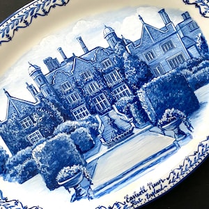 Plateau décoratif personnalisé pour lieu de mariage en porcelaine peint à la main - Cadeau souvenir personnalisé - Cadeau d'anniversaire unique