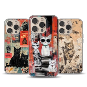 Cute Cat Phone Case - Funny Kitty Cover for iPhone 15 Pro Max, 14, 13, 12, 11, 8 Plus, Samsung S23 Ultra, S22, S21 Pixel 8, 7