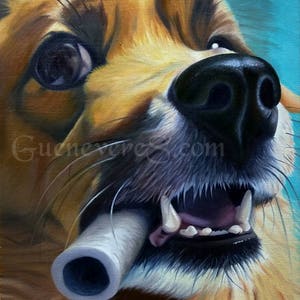 Archival Print of &quot;Althea With Bone&quot; 8.5&quot; x 11&quot; Dog, puppy, Cute, art