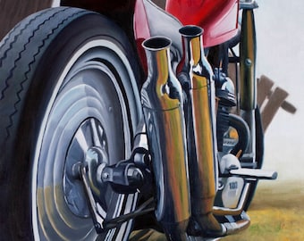 Archival Print of "Sturgis Cocktails" oil painting of motorcycle, motorbike, custom chopper