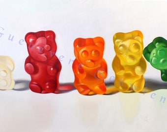 Archival Print of "Gummy Bears" Candy Oil Painting.