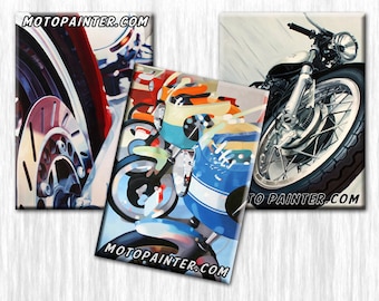 Motorcycle Art Magnets by Guenevere Schwien MotoPainter