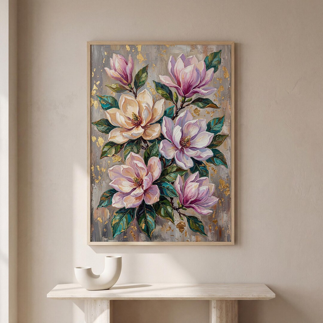 Magnolia Floral Wall Art Print: Botanical Home Decor (digital Download ...