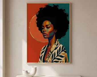 Afrocentric Wall Art, African Woman Gold Foil Print, Black Girl Magic Poster