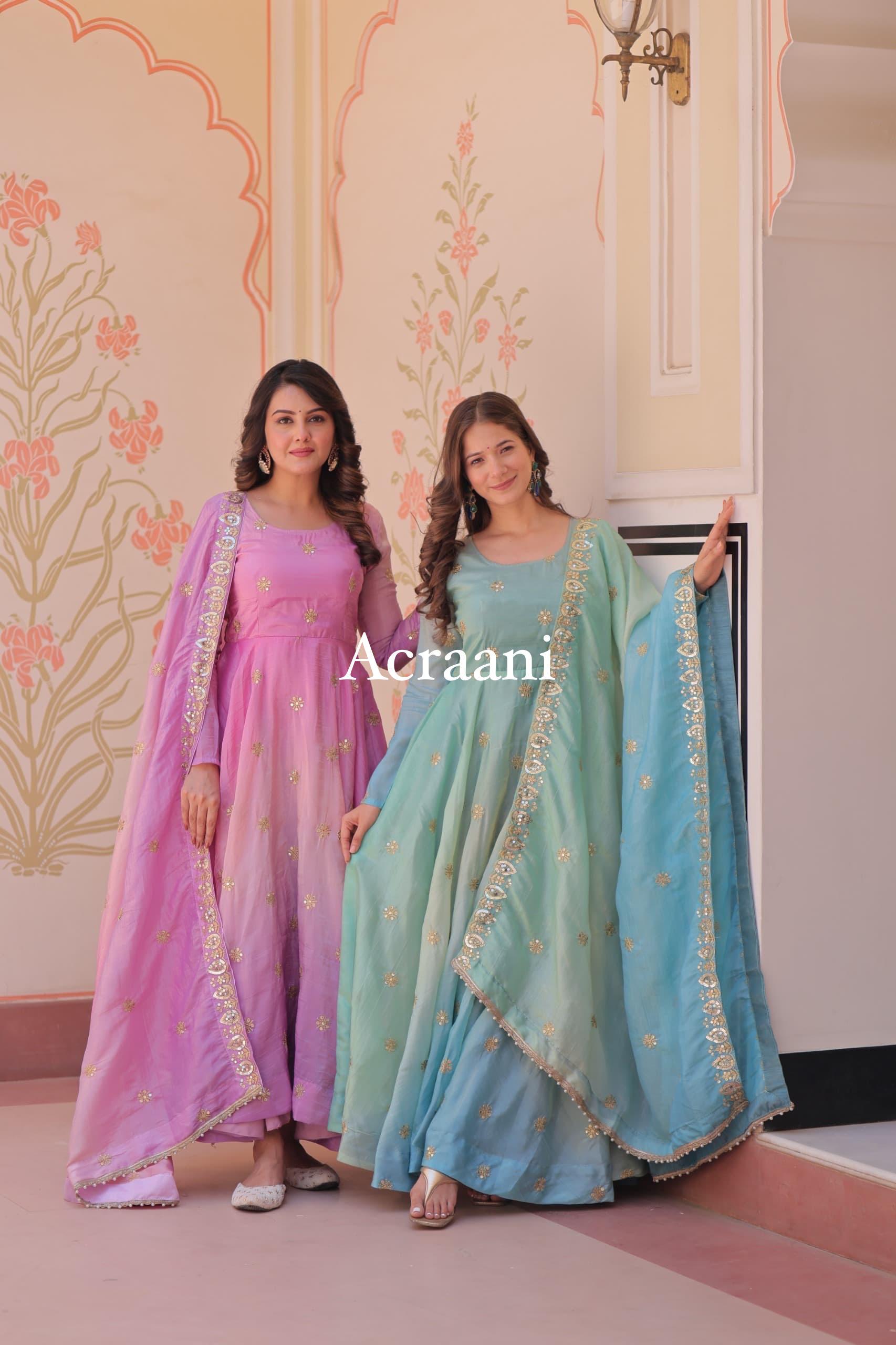 Pastel Ombre Anarkali Dress with Dupatta – Indian Ethnic Gown with Sequin Embroidery | Traditional Party Wear Suit, Wedding wear, 3pcs