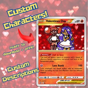 印刷可能なバレンタインギフトポケモンカード、カスタムスタイル、バレンタインギフトとしてのポケモンカード、オリジナルアニバーサリーカード、デジタルポケモンカード