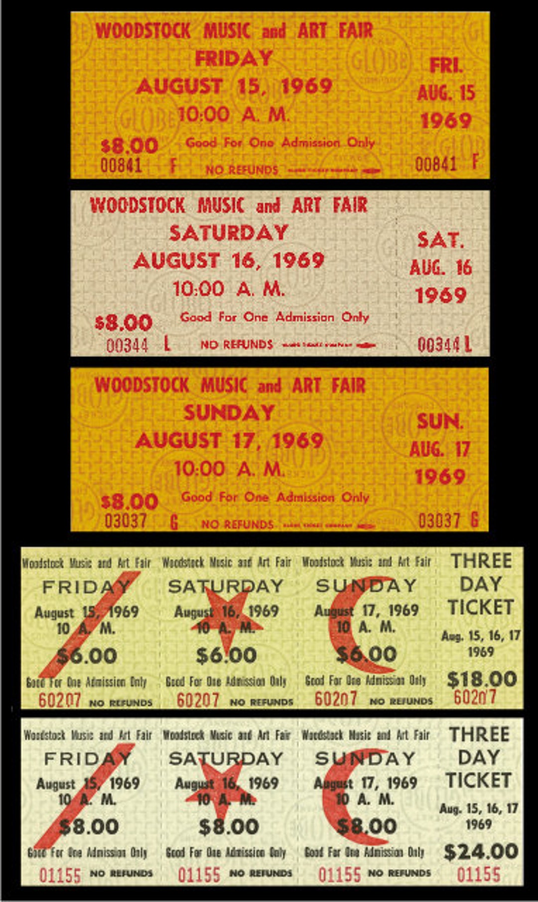 WOODSTOCK 1969年 未使用チケット 3日間通し券 Woodstock 1969 - Ticket 3-day entrance – Dispensa Vintage