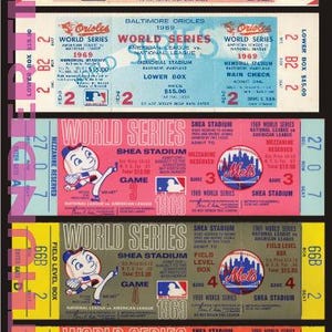 Fünf 1969 World Series Miracle METS Komplettset, Papierrepliken unbenutzter Eintrittskarten. Sammeln, Scrapbook, plus 1 Bonusticket, hergestellt in den USA