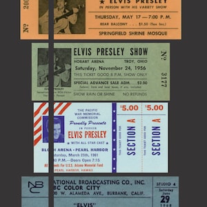 10 ELVIS Presley TICKETS ungenutzt Konzert, Rock and Roll, Musik, Scrapbook, Rahmen, REPRINT "+ Bonus"
