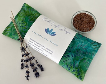 Lavender Eye Pillow – Weighted Aromatherapy Mask, Green Leaf Batik