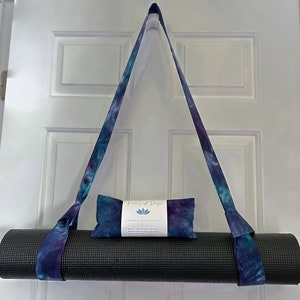 Yoga Gift - Yoga Mat Strap + Lavender Eye Pillow - Multi Watercolors