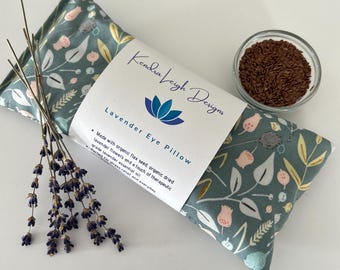 Lavender Aromatherapy Eye Pillow: Weighted Stress Relief Mask - Floral on Sage