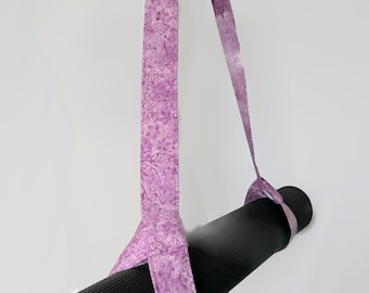 Yoga Mat Carrier - Yoga Mat Strap - Yoga Gift  - Lavender Floral Batik