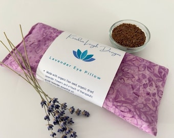 Lavender Eye Pillow: Floral Batik, Aromatherapy Stress Relief, Organic Flaxseed