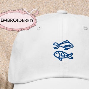 Embroidered Fish Dad Hat Ocean Animal Baseball Cap Cute Beach Hat Coastal Aesthetic Hat Marine Life Embroidery Gift for Fisherman Vacation