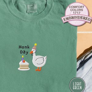 Funny Goose Embroidered Shirt Honk Day T Shirt Silly Goose Tee Cute Birthday Goose Gift for Her Him Party Shirt Funny Animal Embroidered Top