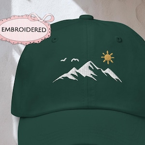 Embroidered Mountain Dad Hat Outdoor Adventure Baseball Cap Minimalist Nature Embroidery Gift for Hiker Camper Him Her Travel Hiking Hat