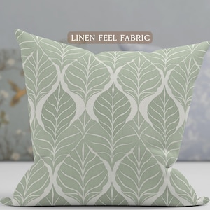 Modern Botanical Pillow Minimalist Leaf Pattern Cushion Sage Green Decorative Throw Gift for Home Cozy Natural Living Room Pillow Cover