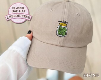 Embroidered Pickle Jar Dad Hat Funny Pickles Embroidery Baseball Cap Cute Food Hat Gift for Her Him Dill Lover Picnic Aesthetic Outdoor Cap