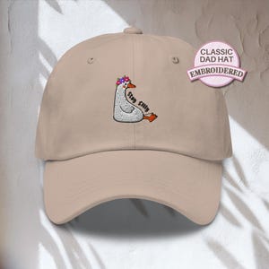Embroidered Goose Hat Stay Silly Cap Funny Goose Dad Hat Playful Animal Embroidery Gift for Her Him Cottagecore Cute Goose Baseball Cap