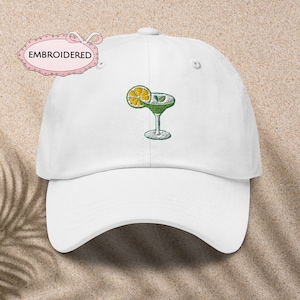 Margarita Embroidered Dad Hat Summer Cocktail Baseball Cap Cute Beach Party Hat Fun Drink Embroidery Gift for Her Vacation Hat for Women
