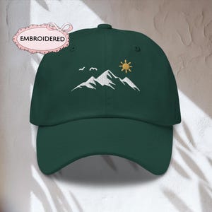Embroidered Mountain Dad Hat Outdoor Adventure Baseball Cap Minimalist Nature Embroidery Gift for Hiker Camper Him Her Travel Hiking Hat