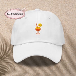 Embroidered Spritz Drink Dad Hat Cocktail Embroidery Summer Beach Baseball Cap Cute Aperol Lover Gift for Her Party Vacation Aesthetic Cap