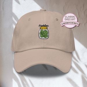 Embroidered Pickle Jar Dad Hat Funny Pickles Embroidery Baseball Cap Cute Food Hat Gift for Her Him Dill Lover Picnic Aesthetic Outdoor Cap