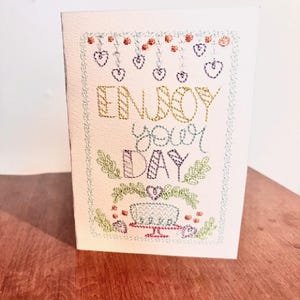 Handmade  Birthday Card Embroidered