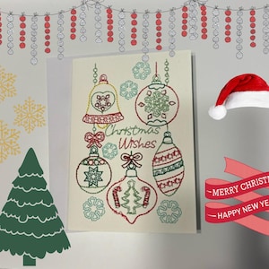 Christmas Card Embroidered ,  Holiday Decorations