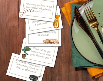 Cartes de conversation pour Thanksgiving : Idées amusantes pour un dîner en famille (PDF)