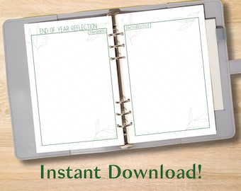 End of Year Reflection, Yearly Reflection, Yearly Review, Planner Inserts, Reflection Journal, A5/Letter, Instant Download PDF, Printable