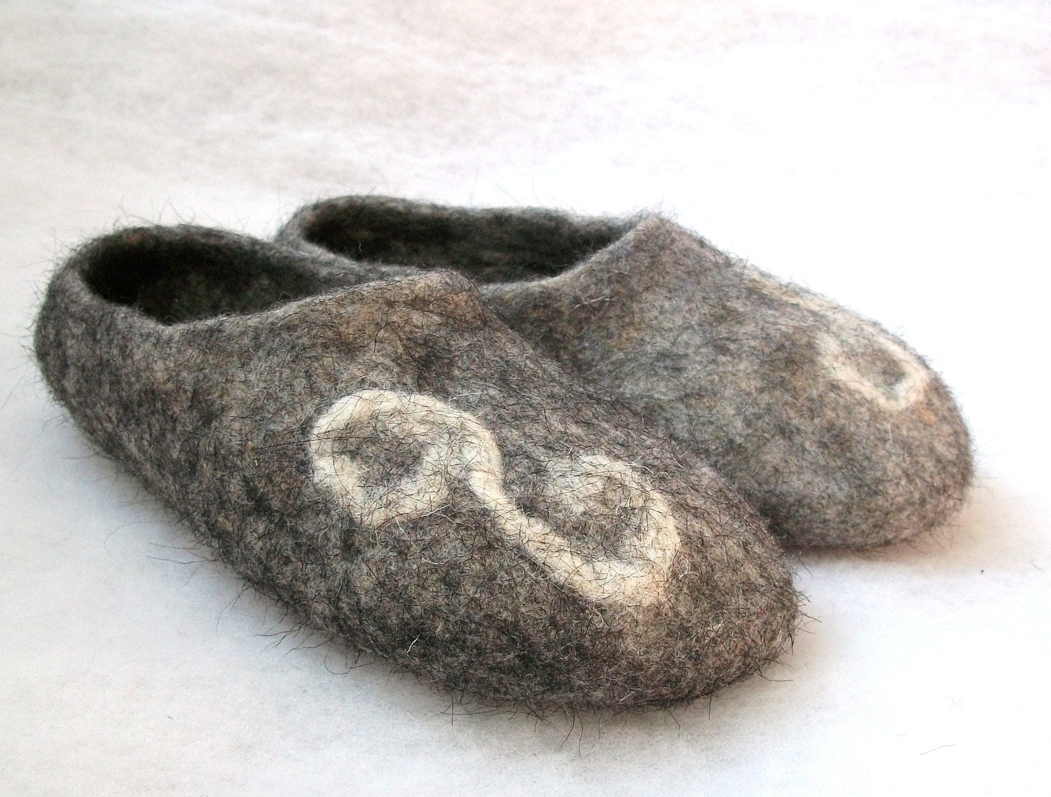 Felted Slippers Grey Wool Slippers House Shoes Felt | Etsy