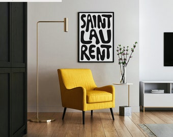 Saint Laurent fashion Luxus Funky Fettschrift Poster in schwarz weiß