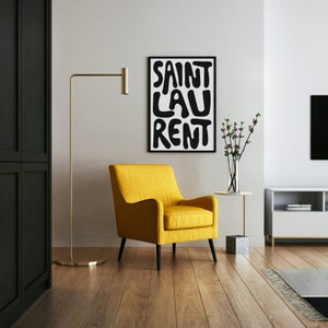 Saint Laurent Luxus Fashion Brush Funky Poster in Schwarz und Weiß