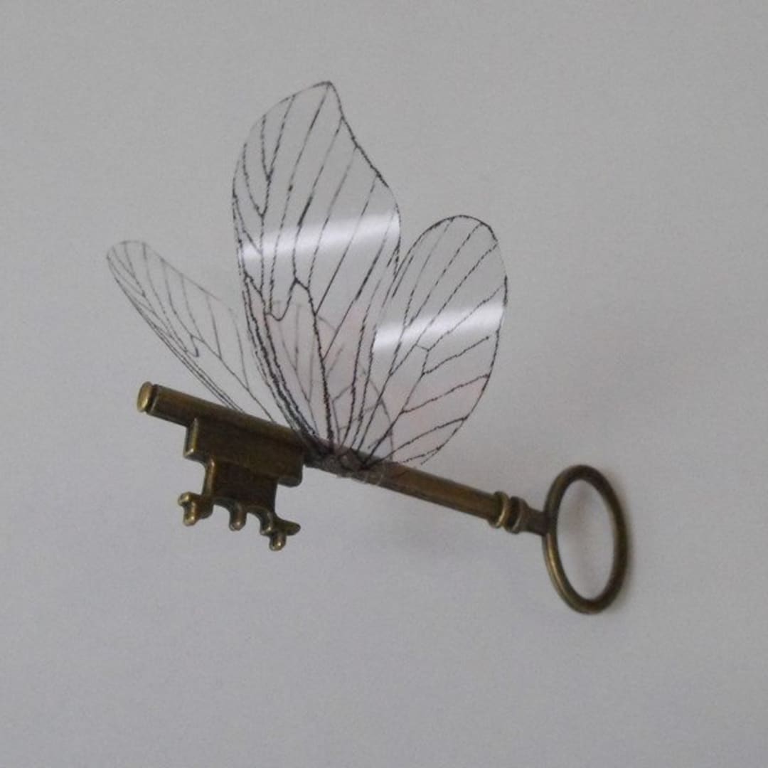 Flying Magical Key With Large Butterfly Wings in Antique Brass - ALOLBF ...