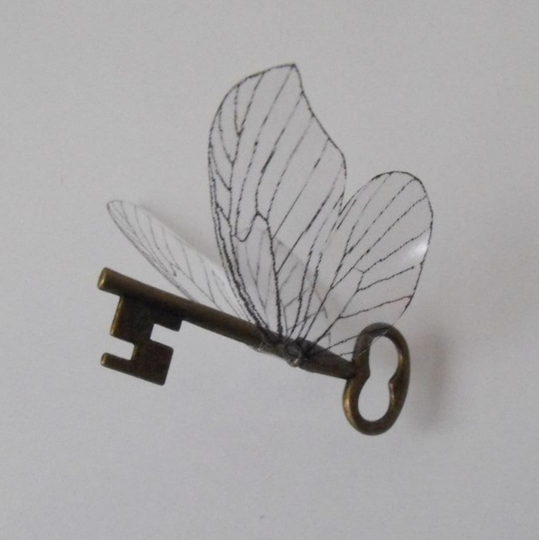 Flying 'magical' Key With Large Butterfly Wings in Antique Brass - ASBF ...
