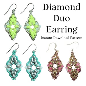 Diamond Duo Earrings Pdf Pattern (INSTANT DOWNLOAD)