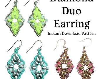 Diamond Duo Earrings Pdf Pattern (INSTANT DOWNLOAD)