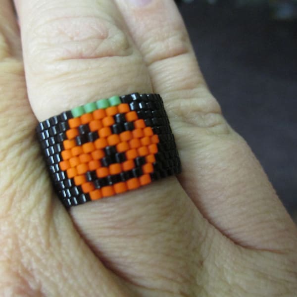 PDF Peyote Stitch Pumpkin Ring Bead Weaving Tutorial (Instant Download)