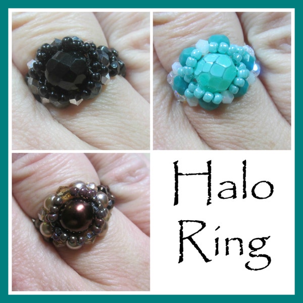 Halo Ring PDF Beading Tutorial Pattern (INSTANT DOWNLOAD)