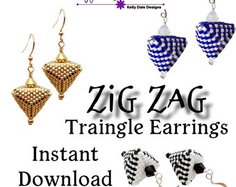 Zig Zap 3D Triangle Earrings Instant Download Pattern